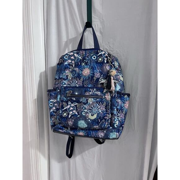 Sakroots Loyola Convertible Eco Twill Blue Turtle Print Backpack - Picture 1 of 5